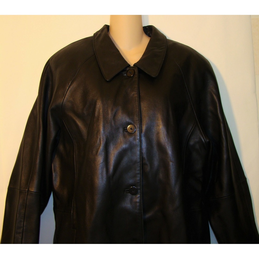 FIELD GEAR WOMENS BLACK LEATHER JACKET COAT REMOVABLE LINING SIZE XL      BC - Picture 3 of 9
